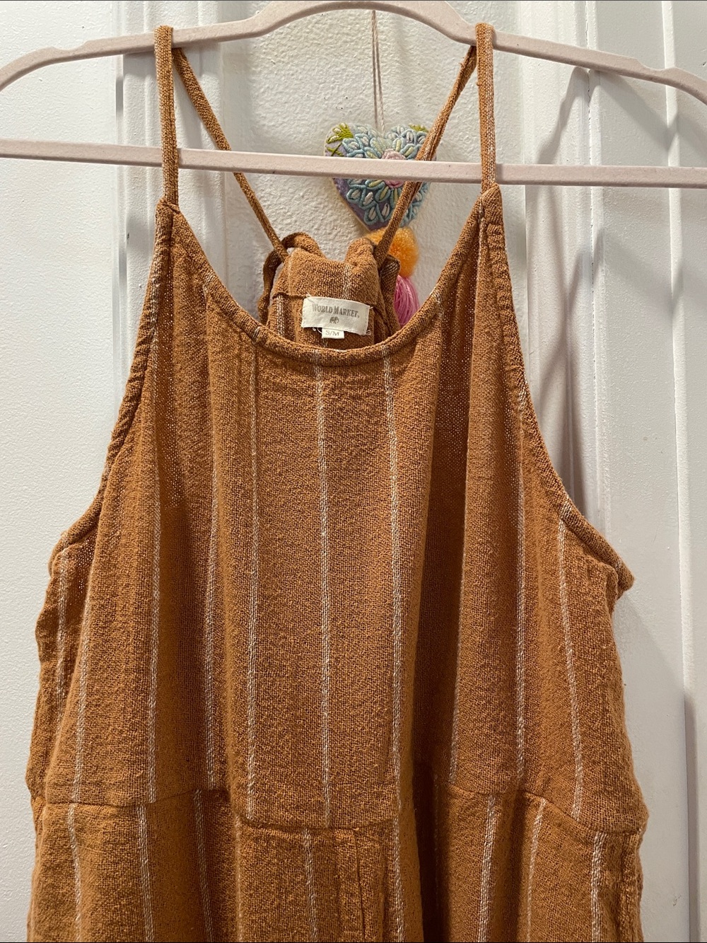 Cost Plus World Market Rust Brown Striped Knit Romper - Picture 3 of 7